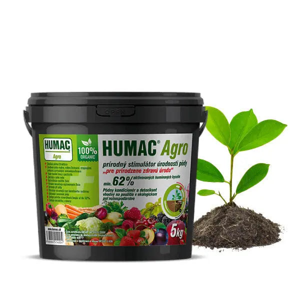 HUMAC Agro 5kg vedierko - Prírodný zlepšovač pôdy a stimulátor úrodnosti